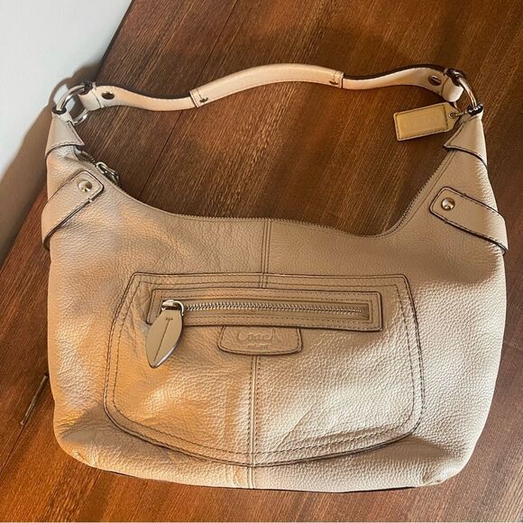 Coach Shoulder Bag Leather Purse Stone Pebbled Leather - Picture 2 of 8